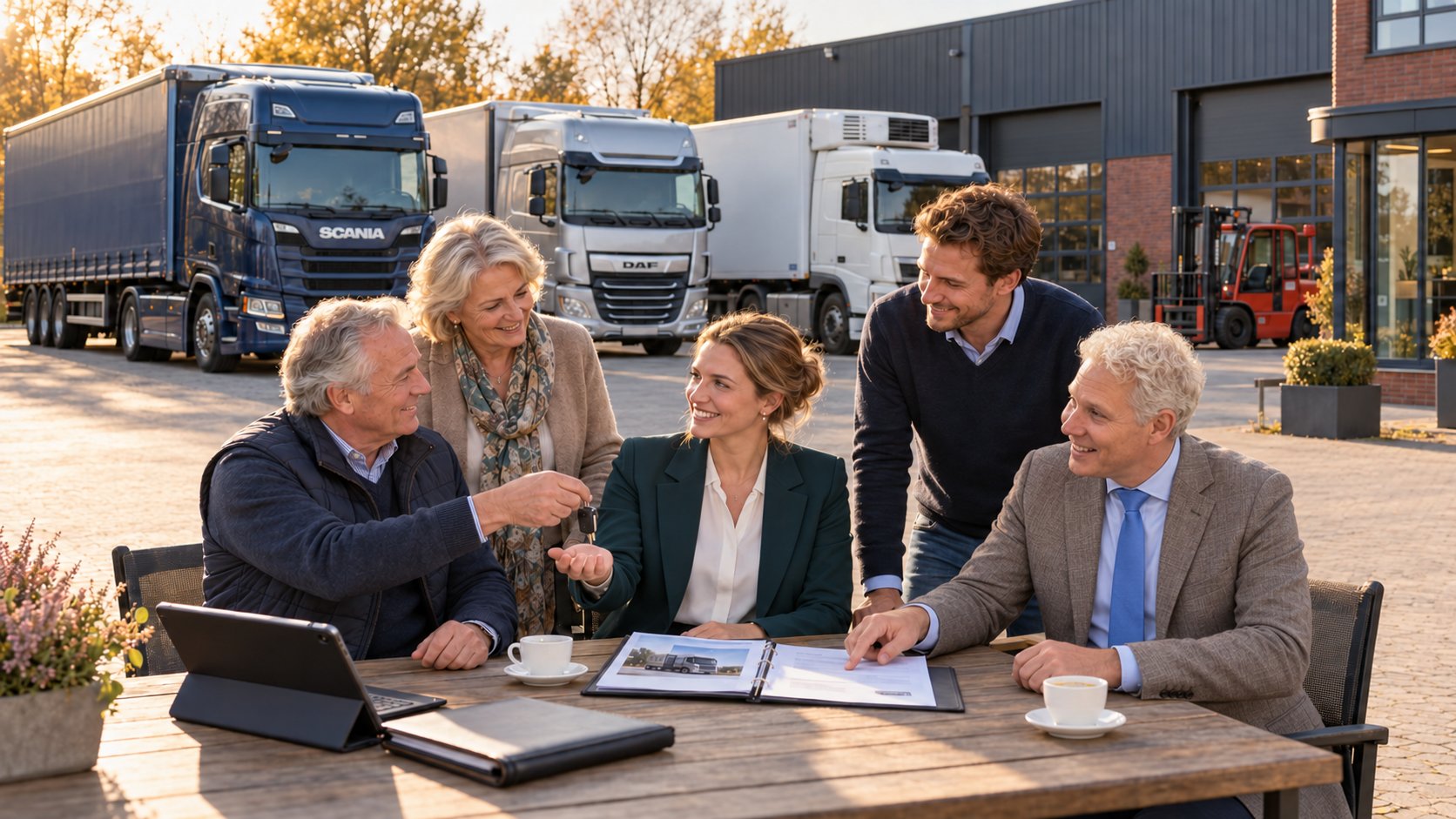 Wie taxeert de vrachtwagens als ik mijn transportbedrijf overdraag?